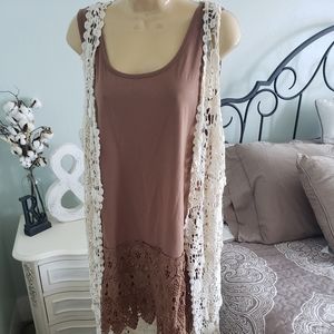 Crochet long vest